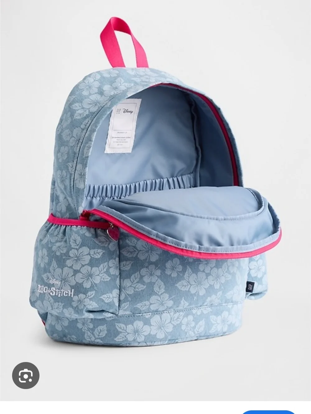 Disney Stitch Floral Kids Backpack in Light Blue Denium and Pink